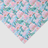 Roze en Blauw Kerst Gingerbread Village Tissuepapier (Detail)