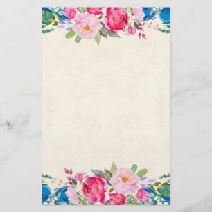 Roze en blauw Lijst Fancy Briefpapier