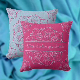 Roze en Blauw Mandala Gepersonaliseerd Sierkussen