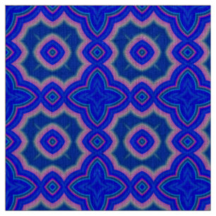 Roze en blauw Marokkaans geometrisch patroon Stof