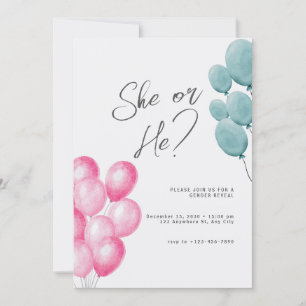 Roze en Blauw Modern Gender Reveal Kaart