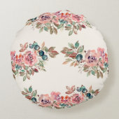 Roze en Blauw Moderne Olifant Rond Kussen (Achterkant)