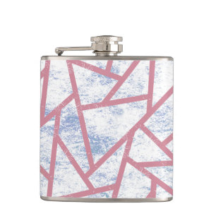 Roze en blauw mozaïekpatroon heupfles