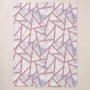 Roze en blauw mozaïekpatroon sherpa deken