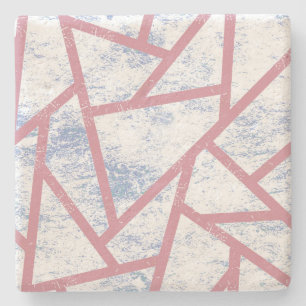 Roze en blauw mozaïekpatroon stenen onderzetter