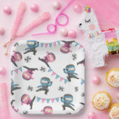 Roze en Blauw Ninja Party Papier Borden Papieren Bordje (Feest)