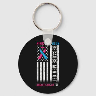 Roze en blauw omdat Mannen borstkanker bij ons kri Sleutelhanger