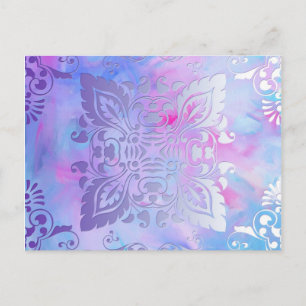Roze en blauw ontwerp briefkaart