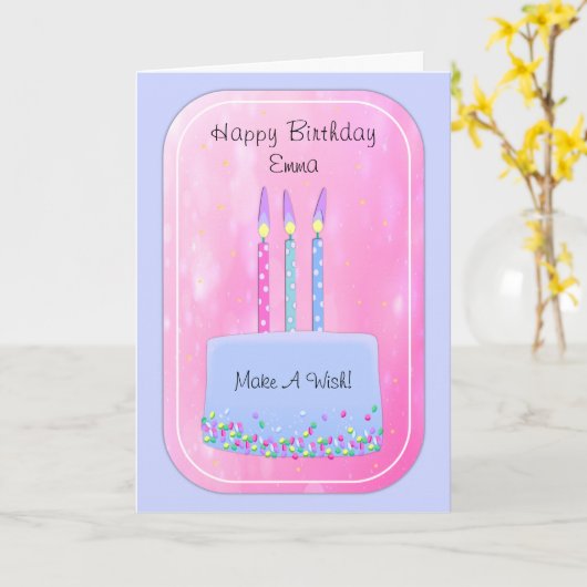 roze en blauw-partijsnoer en kaarsen van zaterdag kaart (Gele Bloem)