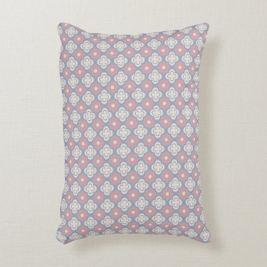 Roze en blauw patroon accent kussen (Voorkant(Verticaal))