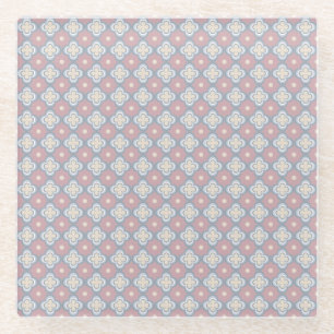 Roze en blauw patroon glazen onderzetter