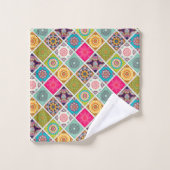 Roze en blauw patroon in Marokkaanse stijl modern Bad Handdoek (Wasdoekje)