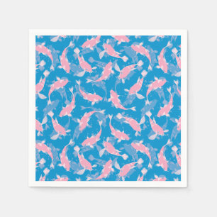 Roze en blauw patroon - Koi Fish Servet