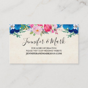 Roze en Blauw Prety Flower Border Bruiloft Website Visitekaartje