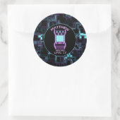 Roze en Blauw Retro Arcade Videogame Ronde Sticker (Tas)