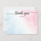 Roze en blauw script Hartelijk dank Kaart (Voorkant)