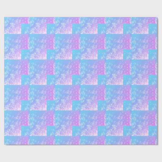 Roze en blauw Snowflake Patroon Cadeaupapier (Vlak)
