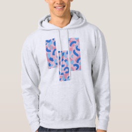 Roze en Blauw Split Doodle Patroon Hoodie