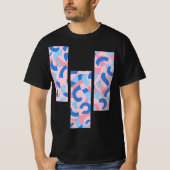 Roze en Blauw Split Doodle Patroon T-shirt (Voorkant)