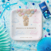 Roze en Blauw Teddy Bear Geslacht Onthullen Papieren Bordje (Feest)