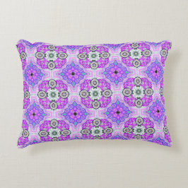 Roze en Blauw Tegelpatroon van Japans Noh Robe Accent Kussen