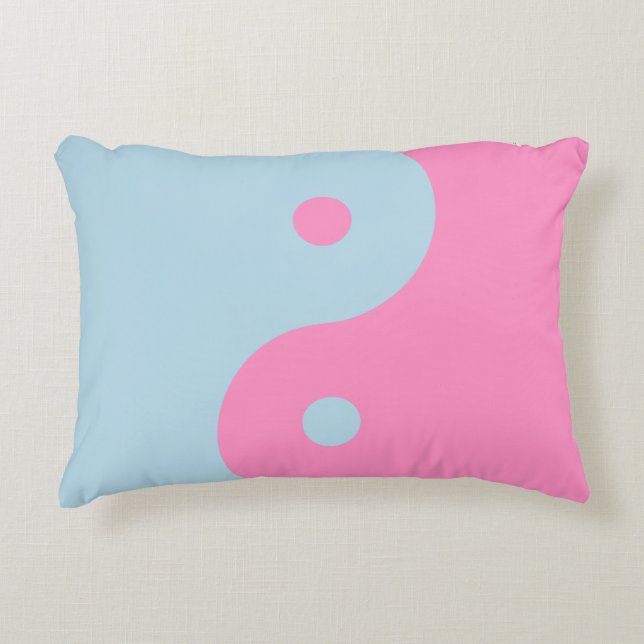  roze en blauw Yin Yang Accent Kussen (Voorkant)