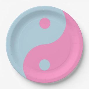  roze en blauw Yin Yang Papieren Bordje