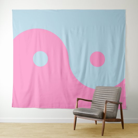  roze en blauw Yin Yang Wandkleed (In Situ (horizontaal))