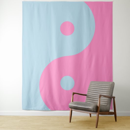  roze en blauw Yin Yang Wandkleed (In situ)