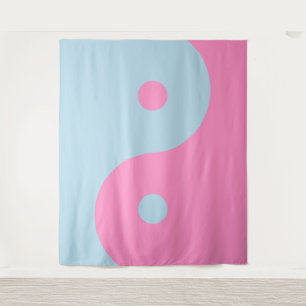  roze en blauw Yin Yang Wandkleed
