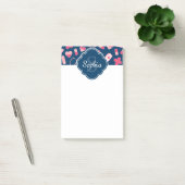 Roze en Blauw zurenpatroon met monogram Post-it® Notes (Kantoor)