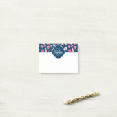 Roze en Blauw zurenpatroon met monogram Post-it® Notes (Op bureau)