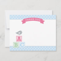 Roze en Blauwe ABC Blokken Vogel Baby Meisje