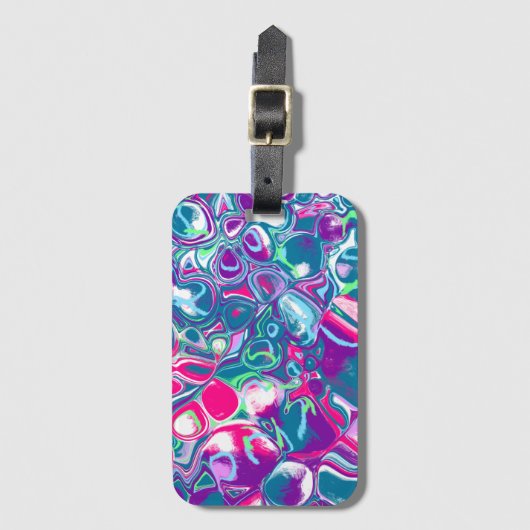 Roze en blauwe Abstracte Fluid Art Bagagelabel (Voorkant (verticaal))