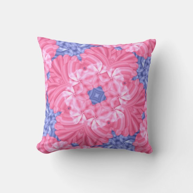Roze en Blauwe Abstracte Kussen (Voorkant)