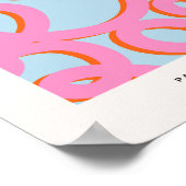 Roze en blauwe Abstracte lijnen Poster (Hoek)