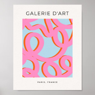 Roze en blauwe Abstracte lijnen Poster