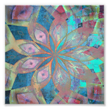 Roze en blauwe Abstracte Mandala Tegel