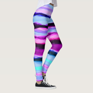 Roze en Blauwe Abstracte Strepen Leggings