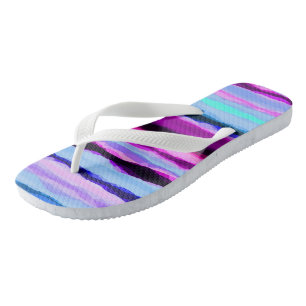 Roze en Blauwe Abstracte Strepen Teenslippers