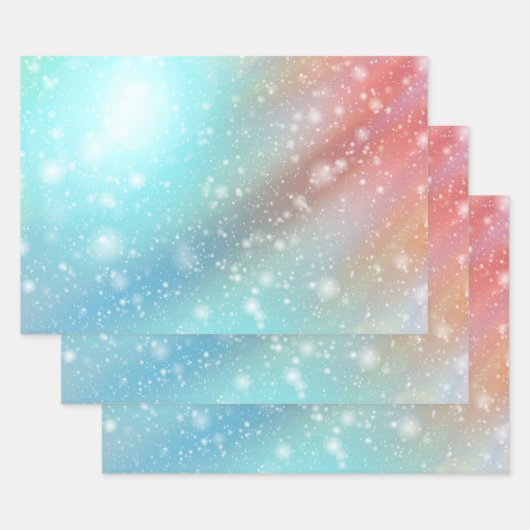 Roze en blauwe achtergrond inpakpapier vel (Set)