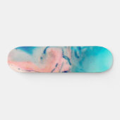 roze en blauwe alcoholinkt waterverf skateboard (Horizontaal)