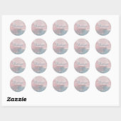 Roze en blauwe aquarel bedanklabel ronde sticker (Vel)