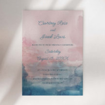 Roze en Blauwe aquarel