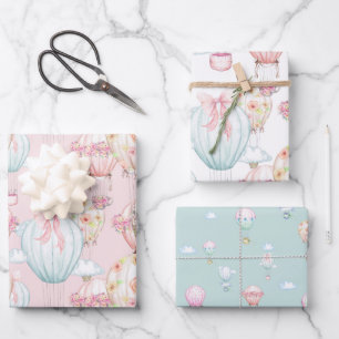 Roze en blauwe Baby papierflatset Inpakpapier Vel