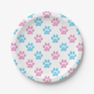 Roze en blauwe baby patroon papieren bordje