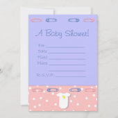 Roze en blauwe Baby shower uitnodiging (Voorkant)