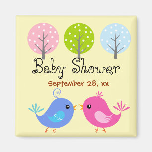 Roze en blauwe Baby shower van vogels Magnet Magneet