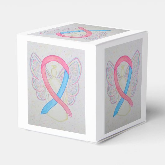 Roze en Blauwe Bewustheid Ribbon Angel Favor Box Bedankdoosjes (Achterkant)