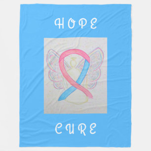 Roze en blauwe bewustzijn Ribbon Angel Chemo Blank Fleece Deken